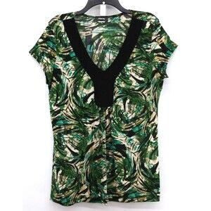 Judith Shirt Womens 1XL Green Short Sleeve V-Neck Blouse